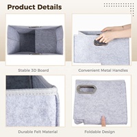 Grand panier gris clair en forme de L pliable en feutre organisateur de rangement d'escalier pour enfants jouets livres couvertures vêtements câbles de charge