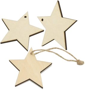 Stelle in Legno Grezzo Non Finite, Decorazioni Natalizie Intagliate da Appendere all'<span class=keywords><strong>Albero</strong></span> - Product Image 3