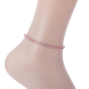 <span class=keywords><strong>Cavigliera</strong></span> Tennis A004 da 3mm 4mm in Ottone Placcato <span class=keywords><strong>Oro</strong></span> con Zirconi Cubici Iced Out Bling Bling da 9 e 10 Pollici per <span class=keywords><strong>Donna</strong></span> - Product Image 2