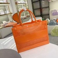 Sac de plage unisexe personnalisé en PVC grande capacité, pochette d'été colorée en silicone creux avec fermeture ouverte