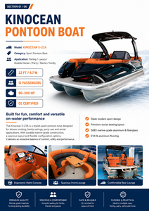 Bateau ponton de luxe Kinocean S22A de 22 pieds, pour la pêche, les fêtes en famille, en aluminium, certifié CE - Product Image 2