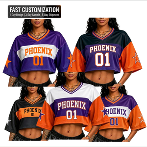 Expédition en 5 jours, logo personnalisé, maillot de fan Phoenix Suns <span class=keywords><strong>Booker</strong></span> pour femmes, <span class=keywords><strong>t</strong></span>-shirt à épaules tombantes, maillot en mesh surdimensionné, crop top OEM ODM - Product Image 1