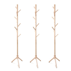 Porte-manteau en bois massif de 174 cm, type sur pied, pour rangement de vêtements et casquettes dans la chambre - Product Image 5