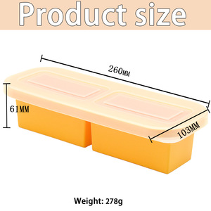 Essentiels pour la maison et la cuisine : Moules de congélation en silicone de qualité alimentaire réutilisables à 2 compartiments, à démoulage facile, avec couvercle, pour la conservation des aliments (type Super Cubes) - Product Image 2