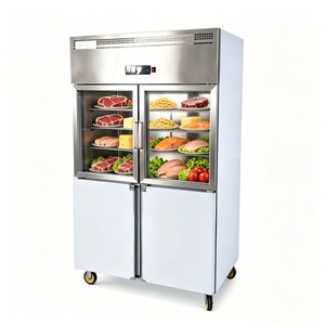 Factory Direct Commercial 4-Door <b>Kitchen</b> Refrigerator Top Glass Bottom Solid Door Upright Fridge Cool Large Capacity PST-C4C SMA - Product Image 1