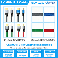 Câble HDMI certifié ULT-unite en gros, 8K 2M, câble HDMI 2.1, prend en charge 8K 60Hz-4K 120Hz