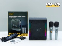 NOUVEAU Microphone HM-916 Karaoké Style Portable Fashion Speaker Rgb Colorful Led Light Wireless Usb Tf Aux Blue Tooth Player