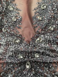 Vente en gros de pierres élastiques et de cristaux, tenues de strip-teaseuse pôle danse vêtements femmes <span class=keywords><strong>chanteur</strong></span> Spandex body moulante Club combinaisons - Product Image 6