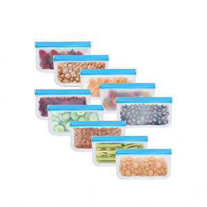 Huamaohengchun Lot de 10 sacs de conservation alimentaire réutilisables en silicone, étanches, compatibles lave-vaisselle, sacs de congélation réutilisables pour contenants alimentaires - Product Image 1