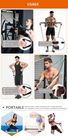 Sangles de Tension et Cordes de Yoga, Extenseur en Caoutchouc Élastique pour Exercice Avec Barre d'Entraînement, Bande de Résistance Fitness 12 Pièces