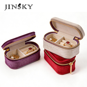 Luxury Velvet Portable Travel Jewelry <b>Box</b> <b>Mini</b> Organizer For Earrings Rings Necklaces - Product Image 5