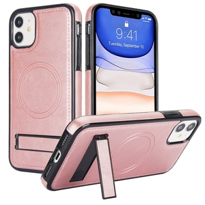 เคสโทรศัพท์แบบมีขาตั้ง สำหรับ iPhone X/XR/Xsmax/11/12 <span class=keywords><strong>Mini</strong></span>/13/14/15/16E/17 รองรับการชาร์จไร้สาย วัสดุ PU - Product Image 6