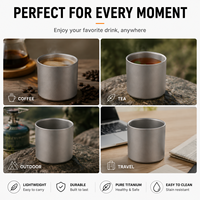 Mug en titane à double paroi, mug à café en titane, mug isotherme en titane pur pour le camping, les voyages, le café et le thé en plein air, avec poignée