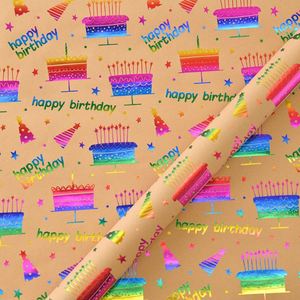 Papel de Regalo con Estampado de Dibujos Animados Alegres, Papel Decorativo con Estampado de Arcoíris en Relieve, al por Mayor, para Regalos de Eventos Deportivos - Product Image 6