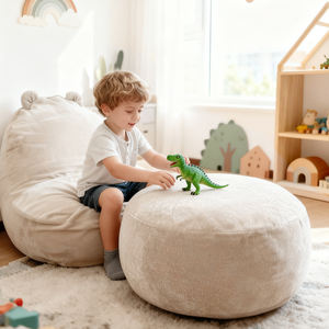 เก้าอี้บีนแบ็กสำหรับเด็ก, เก้าอี้นุ่มฟูนุ่มน่ารักพร้อมที่วางเท้าโซฟาสำหรับเด็กวัยหัดเดิน - Product Image 4