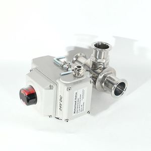 Motorized Valve A500-T38-S3-B-CR501 3 Way 3/4 In Tri <b>Clamp</b> DC24V Stainless Steel Sanitary Electric Valve - Product Image 2