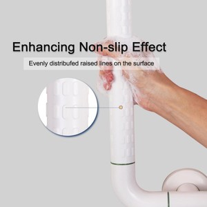 Barre d'appui de sécurité en forme de L Huahu en acier inoxydable pour baignoire, douche et salle de bain - Product Image 3