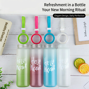 Botellas de Agua de Vidrio Esmerilado Coloridas al por Mayor, Vasos de Vidrio Reutilizables Económicos para Campamento, para Actividades al Aire Libre y la Vida Diaria - Product Image 1
