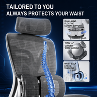 Chaise de bureau ergonomique industrielle à dossier haut en maille nylon, accoudoirs 10D, support lombaire, hauteur réglable, vérin à gaz 4 positions, pour gaming