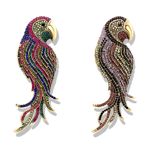 Accessori regalo con spilla per uccelli pappagallo con strass colorato in lega Vintage - Product Image 4
