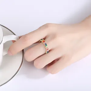 Silver Rings For Women CZCITY 2020 Silver Jewelry 925 Baguette Band Engagement Rainbow Wedding Ring Gold Plated CZ Ring For Women