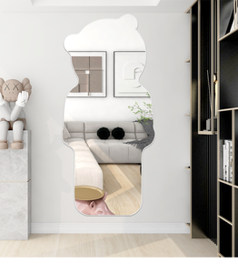 Mignon <span class=keywords><strong>petit</strong></span> ours moderne verre corps entier dressing miroir tenture murale coller Non perforé montage mural montage décor à la maison - Product Image 1