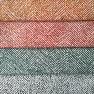 Nieuwste Garen Geverfd Faux Linnen 100% Polyester Stof Visgraat Tweed Voor Bekleding Meubilair
