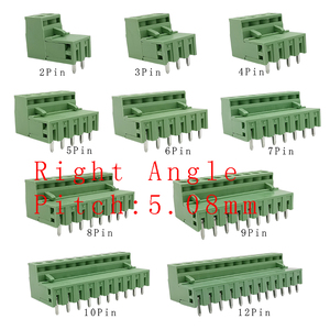 300V 10A 2EDG 5.08mm PCB morsettiera a vite connettore spina Pin ad angolo retto 5.08mm passo intestazione presa <span class=keywords><strong>2</strong></span>-12PIN - Product Image 1