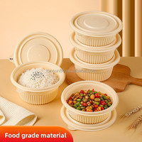 Boîte à lunch ronde de taille moyenne écologique de 800 ml avec couvercle, compatible micro-ondes, bol à soupe de camping et récipient alimentaire hermétique à emporter