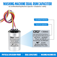 Condensateur de démarrage double certifié UL CRD CBB65 4+10uF 450VAC avec fils de 400 mm pour lignes de production de machines à laver (OEM)