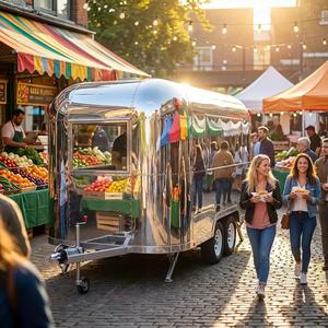 Puesto de Hamburguesas, Quiosco de Sushi, Camión de Helados, Carrito de Venta de Hot Dogs, Carrito de Comida Móvil, Carrito Comercial de Acero Inoxidable para Snacks, Dulces y Papas Fritas - Product Image 1