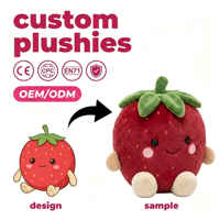 OEM Custom Schattig Aardbei Pluche Knuffeldier PP Katoen Borduurwerk Zaad Fruitvormig Stressverlichtend Troostpop Fotorekwisiet