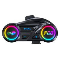 Headset Interkom Helm Motor Custom OEM/ODM Dual Chip 6.0 Efek Warna RGB Lampu Mikrofon Model Plastik Y13 PRO IPX6