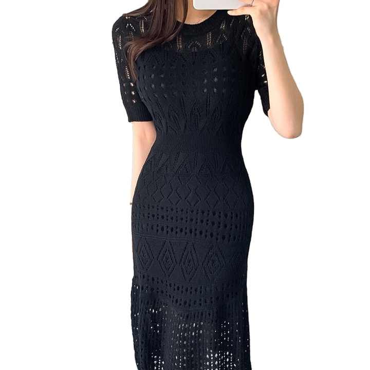 Backpack Hip Temperament Hollow Slim Lace Skirt Dress