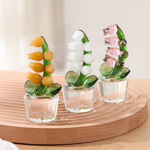 Ornements en verre cristal de lys de la vallée, décoration de table en cristal artificiel, cadeau pour enfants - Product Image 1