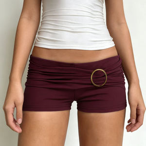 <b>Women</b> High Waist Ring Detail Ruched <b>Shorts</b> Sexy Slim Fit <b>Stretch</b> Hot Pants High Waist Slim Fit Clubwear <b>Shorts</b> - Product Image 1