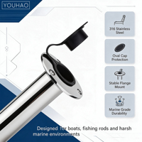 Support de canne à pêche en acier inoxydable 316 à montage encastré, support mural télescopique robuste pour bateaux et yachts de pêche marine