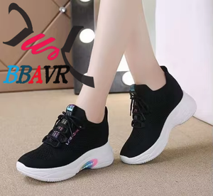 Zapatillas Deportivas Casuales de Punto Transpirables en Blanco y Negro para Mujer, Zapatos de Moda Femeninos - Product Image 6
