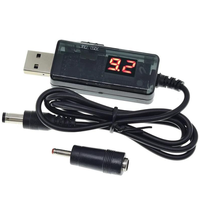 Kabel Pengisi Daya USB ke DC 5.5/3.5mm Boost Line 5V ke 9V 12V dengan Layar LED untuk Router Modem Optik