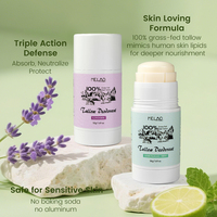 Déodorant Unisexe Longue Durée à Base de Suif de Bovins Nourris à l'Herbe, Formule Personnalisée, Nourrissant pour la Peau, Réduit la Transpiration et Élimine les Odeurs, Usage Quotidien