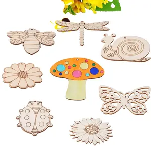 good finish quality wood crafts unfinished wood slices Customized wood cutout shapes promotion gifts