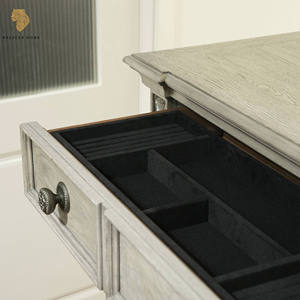 خزانة ذات 8 أدراج لتخزين الأثاث الأوروبي العتيق من الخشب الصلب، طاولة مدخل ومرآة لغرفة المعيشة - Product Image 4