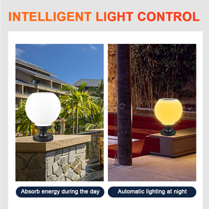 Luminaire solaire d'extérieur en forme <span class=keywords><strong>de</strong></span> boule, <span class=keywords><strong>ampoule</strong></span> <span class=keywords><strong>de</strong></span> porte, idéal pour un jardin ou une clôture - Product Image 4