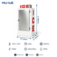 Congélateur vertical Muxue 915 mm pour sacs de glace, 650 L grande capacité, bac de stockage de glace R290, congélateur à refroidissement par air