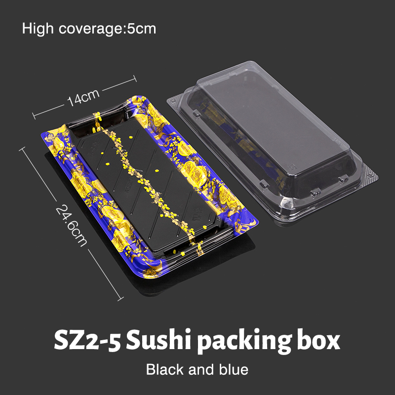 2-5 Fujiwara Blue Sushi Box with lid 50pcs