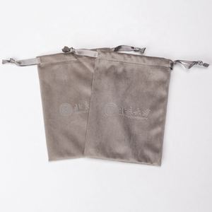 Custom Brown <b>Drawstring</b> Velvet <b>Pouch</b> Bag for Jewelry & Fountain Pen Packaging Gray Tip Material - Product Image 6