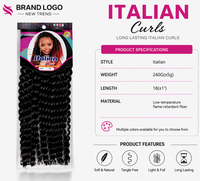 Cheveux synthétiques bouclés longs style italien pour tresses au crochet, lot de 8 pièces, pour femmes africaines, européennes et américaines