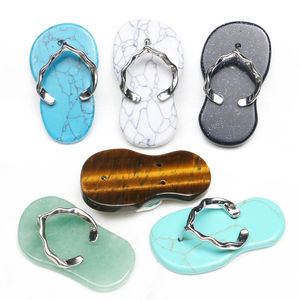 Kristal ayakkabı kolye zarif doğal kuvars gül kristal plaj terlikleri kolye Reiki enerji dengesi narin muska mücevherat - Product Image 2