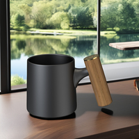 DHPO tasse à thé en céramique 450ml avec poignée en bois de conception ergonomique tasse à thé de Style Simple de haute qualité pour cadeau pour la fête des mères