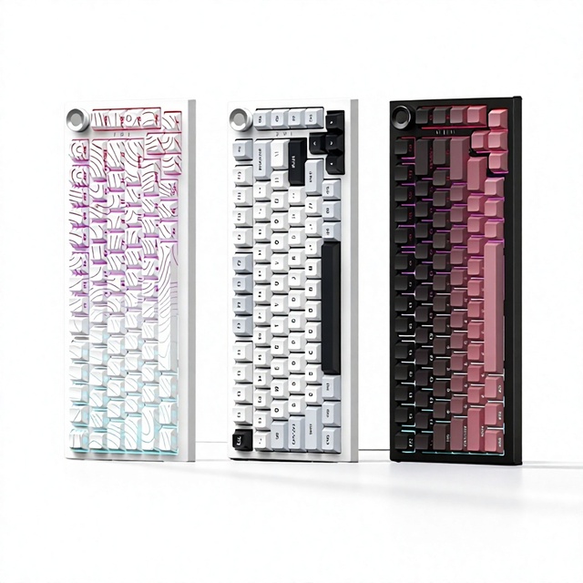 K81 High-Aesthetic Customizable Tri-Mode Mechanical Keyboard RGB Backlit Side-Engraved Keys Wireless for Office Gaming